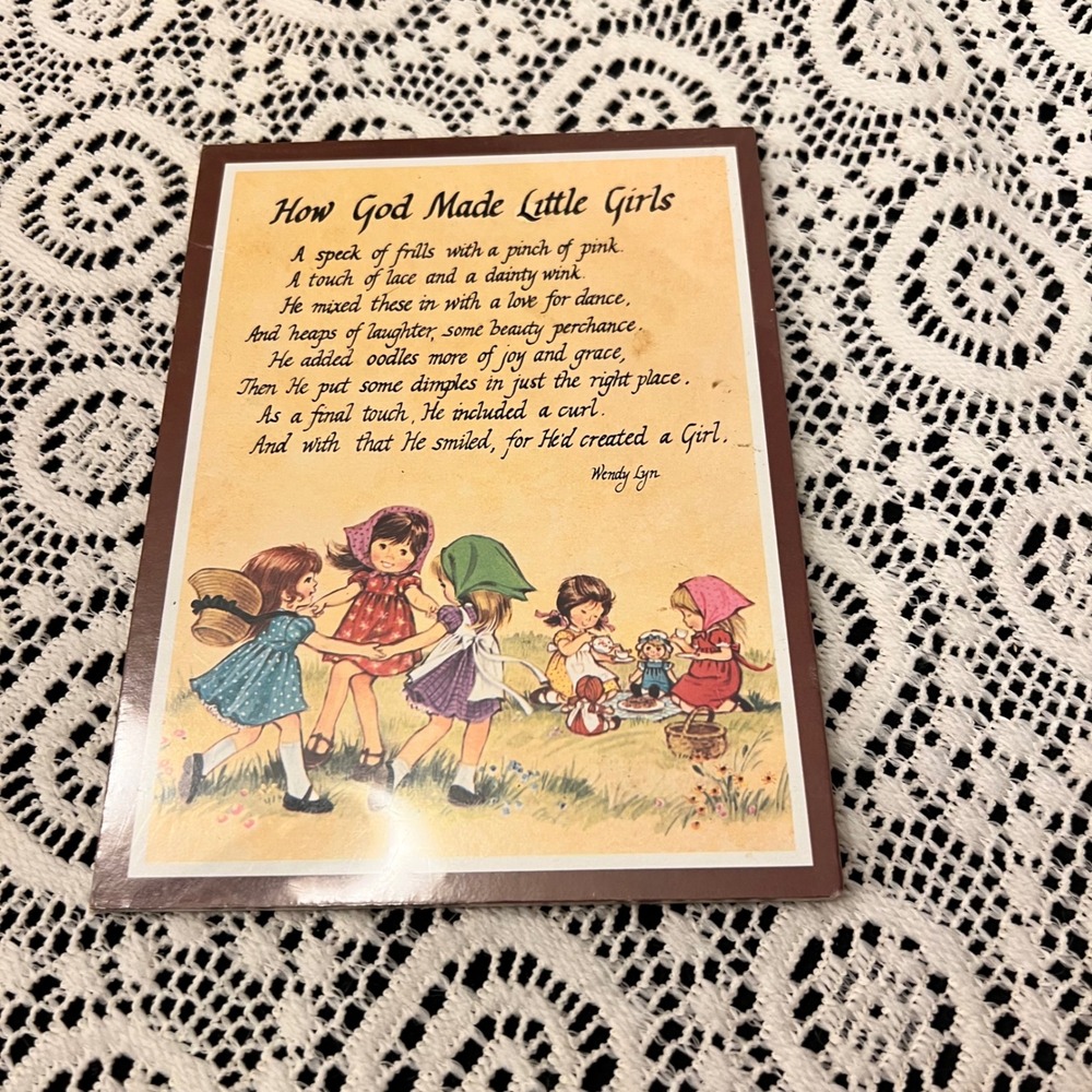 Vintage "How God Made Little Girls" Plaque | Wendy Lyn | NEW IN PLASTIC